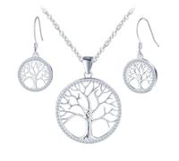 Yumilok 925 árbol de plata de ley de la vida colgante collar Zirconia árbol de la vida pendientes para las mujeres 925 plata de ley conjuntos