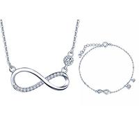 Yumilok 925 collar de plata esterlina, pulseras con Infinity 5A regalo para la hija de circón cúbico plata, valor: Plata