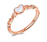 Yumilok Anillo de plata 925, anillo ajustable para mujer y niña, anillo de compromiso abierto, anillo de corazón, anillo de bodas, tamaño ajustable, fritillary con incrustaciones