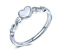 Yumilok Anillo de plata 925, anillo ajustable para mujer y niña, anillo de compromiso abierto, anillo de corazón, anillo de bodas, tamaño ajustable, fritillary con incrustaciones