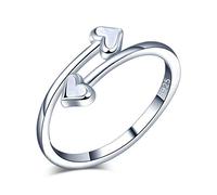 Yumilok Anillo de plata 925, anillo ajustable para mujer y niña, anillo de compromiso abierto, anillo de corazón lindo, anillo de bodas, tamaño ajustable, fritillary con incrustaciones