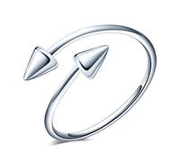 Yumilok Anillo de plata 925, anillo ajustable para mujer y niña, anillo de compromiso abierto, anillo de flecha, tamaño ajustable