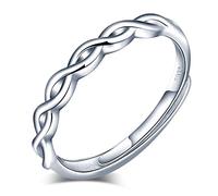 Yumilok Anillo de plata de ley 925 para mujer, anillo abierto con símbolo de infinito, elegante, tamaño ajustable, regalo de cumpleaños de Navidad, tamaño adecuado: 49-57