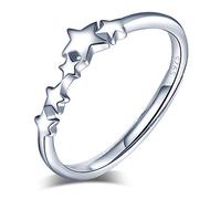 Yumilok Anillo de plata de ley 925 para Mujer, anillo abierto de estrella de Navidad, tamaño ajustable, regalo de cumpleaños de Navidad, tamaño: 49-57