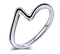 Yumilok Anillo de plata de ley 925 para mujer, anillo abierto en forma de Z, tamaño simple, ajustable, regalo de cumpleaños de Navidad, tamaño adecuado: 49-57