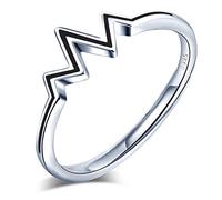 Yumilok Anillo de plata de ley 925 para mujer, anillo abierto Wave Wave negro, tamaño ajustable, regalo de cumpleaños de Navidad, tamaño: 49-57