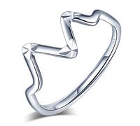 Yumilok Anillo de plata de ley 925 para mujer, anillo de onda, tamaño ajustable, regalo de cumpleaños de Navidad, tamaño: 49-57