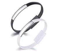 Yumilok - Cable de carga y datos USB Lightning en forma de pulsera para iPhone 7, 7 Plus, 6, 6s, 6 Plus, 6s Plus, 5, 5s, 5c, SE, iPod y iPad con conector Lightning, 2 unidades, color negro y blanco