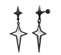 Yumilok Clavos para oídos femeninos, bisagras en forma de estrella de acero inoxidable para hombres, bolas de clavos para oídos negros