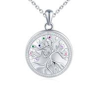 Yumilok Collar colgante de mujer 925 árbol de la vida de plata esterlina color Zirconia cerradura de fotos abierta collar puede acomodar imágenes