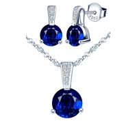 Yumilok-Collar colgante de mujer simple circonita hexagonal colgante de plata esterlina S925 circonita de plata esterlina de moda y exquisito(Azul oscuro)