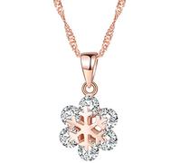 Yumilok Collar con colgante de copo de nieve de plata de ley 925 para mujeres/niñas