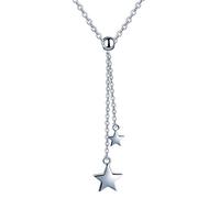 Yumilok Collar con colgante de estrella de plata de ley 925, cadena ajustable con colgante en Y para mujer y niña