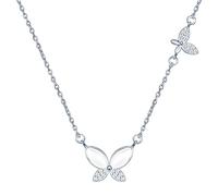 Yumilok Collar de chica mujer 925 plata de ley Mariposa Piedra ojo de gato Collar eslabón cadena personalizado sencillo