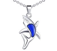 Yumilok Collar de las mujeres Collar de las muchachas Moda Acero Inoxidable Cool Shark Animal Collar Cambio de Color con la Temperatura Colgante Collar Hombres y Mujeres