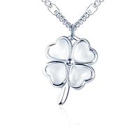 Yumilok Collar de mujer chicas 925 plata esterlina Trébol de cuatro hojas Necklace En forma de corazón Gentle Necklace