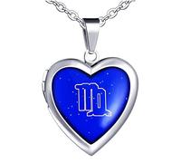 Yumilok Collar de mujer Collar de niña Colgante cadena burbuja de acero inoxidable Corazón Virgo Colgante temperatura color variable collar unisex