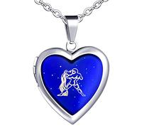 Yumilok Collar de Mujer Collar de Niña Colgante de Acero Inoxidable Colgante Corazón Acuario Color Temperatura Variable Collar Unisex