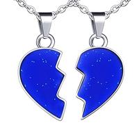 Yumilok Collar de mujer Collar de niña Colgante de acero inoxidable Medio corazón Combinación de amor collar doble Colgante cálido cambiable de color pareja BFF Collar de hermana