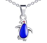 Yumilok Collar de mujer Collar de niña Moda acero inoxidable Lindo collar de animalitos pingüino Cambia de color con la temperatura Collar para hombre y mujer