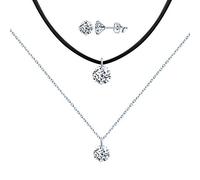 Yumilok -collar de mujer pendientes de plata collar de diamantes en forma de Y de doble cadena