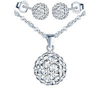 Yumilok collar de mujer Pendientes de plata de ley S925 con juego de circonitas redondas, personalizados con estilo, adecuados como regalo para mujer.