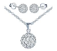 Yumilok-collar de mujer Pendientes de plata de ley S925 con juego de circonitas redondas, personalizados con estilo, adecuados como regalo para mujer.