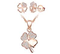 Yumilok-collar de mujer pendientes de plata S925 Collar colgante de piedra Trébol de cuatro hojas huecos Pendientes de plata esterlina simples adecuados para mujeres