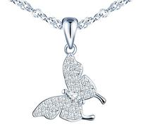 Yumilok-Collar de mujer plata de ley S925 con mariposa de animales y colgante de circonio cúbico de diamantes para un ser querido Regalo para todas las ocasiones