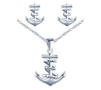 Yumilok collar de mujer S925 pendientes de plata esterlina con ancla de barco conjunto de colgantes de plata esterlina
