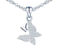 Yumilok-Collar de mujer S925 plata esterlina animal dos mariposas con diamantes y zirconia cúbica colgante de moda regalo para los seres queridos adecuado para todas las ocasiones