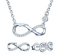 Yumilok Collar de Mujer y Pendientes de Plata de Ley, en Forma de Serpiente y símbolo de Infinito de Plata 925 Joyas para Mujeres y niñas