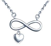 Yumilok-Collar de plata 925,colgante con símbolo de infinito para mujer, con lindo corazón