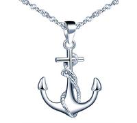 Yumilok-Collar de plata 925 para mujer, colgante de ancla de barco único