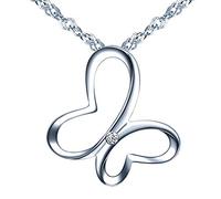 Yumilok-Collar de plata 925 para mujer, colgante de mariposa simple, decorado con circón