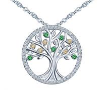 Yumilok-Collar de plata 925 para mujer niña, colgante Árbol de la vida con incrustaciones de circón de colores