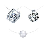 Yumilok Collar de Plata esterlina 925 para Mujer, Gargantilla, Collar de clavícula Invisible, Collar de Perlas, Juegos de Joyas, Regalo de cumpleaños de Navidad, Juego de 3 Piezas