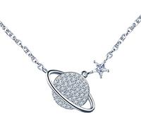 Yumilok collar mujer plata de ley 925 con circonitas, diseño de estrella espacial