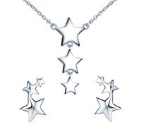 Yumilok Collar para Mujer de Plata, Pendientes de Estrella en Plata 925 para Mujer niña, Collar en Y y Pendientes de Moda