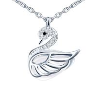 Yumilok-Collar para mujer S925 Plata colgante de pluma de cisne animal zirconia cúbica moda colgante fino para un ser querido para un amigo adecuado para todas las ocasiones