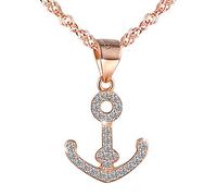 Yumilok Collares Mujer Niña Moda Colgantes Mujer de Plata y Diamante Ancla, Oro Rosa