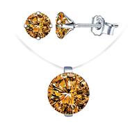 Yumilok Conjuntos de joyas de diamantes, collar de gargantilla con hilo de pescar invisible, gargantilla para mujer, pendientes de diamantes, en plata 925