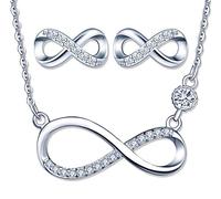 Yumilok Conjuntos de Joyas de Plata 925, Conjunto de Collar con símbolo de Infinito con circón Brillante, aretes Lindos, circón con Incrustaciones, Joyas para Mujer niña