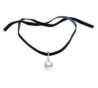 Yumilok-Fashion Choker Cadena de Clavícula Colgante de Perla y Plata 925 Cuerda de Terciopelo Azul Idea Regalo para Mujeres,Chicas
