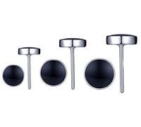 Yumilok-Juego de Joyas Pendientes de Plata de Ley 925 para Mujeres Chicas, Clásico Negro Ágata Studs(Set de 3 pares)