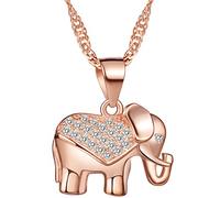 Yumilok- Moda Collares con Colgante Brillantes Circonitas Elefante Plata de Ley 925 (Oro Rosa, Plata)
