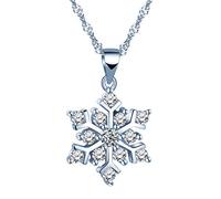 Yumilok-Moda Collares de Plata 925 Colgante Copo de Nieve con Circonita Brillante, Idea Regalo para Mujeres,Chicas