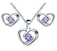 Yumilok mujeres collar de plata esterlina S925 pendientes zircon collar de plata esterlina moderno hermoso conjunto combinado