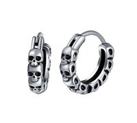 Yumilok Pendientes aro para mujer: Acero inoxidable calavera Pendientes para hombre todas las ocasiones - perfecto para la fiesta de hip hop rock y bar fiestas, conciertos