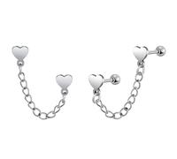 Yumilok Pendientes colgantes en forma de corazón de acero inoxidable en cadena de amor para mujeres y hombres pendientes plateados